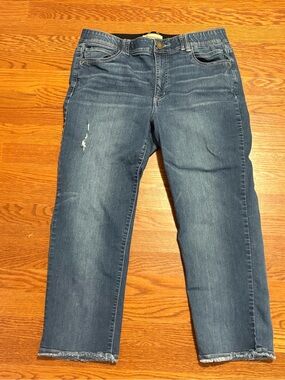 Democracy Ab Solution Size 16 Cropped Straight Leg Distressed Jeans stretch plus